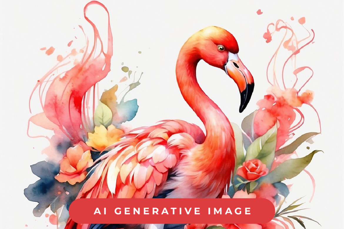 Watercolor Flamingo - 6 Free Stock Illustrations alt