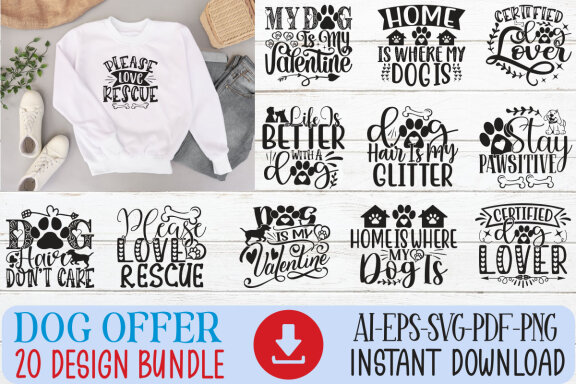 FREE Dog SVG And T-shirt Design Bundle