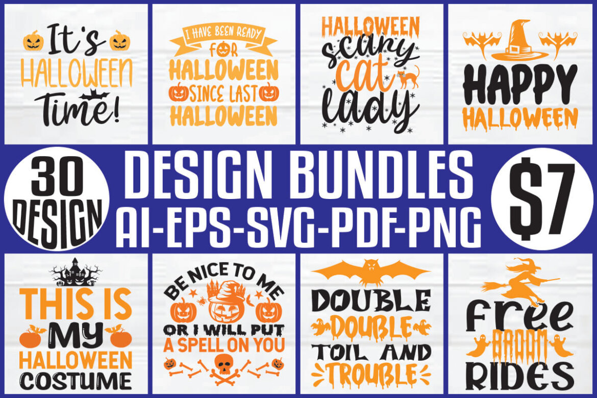 FREE Halloween mega t-shirt design bundle alternate