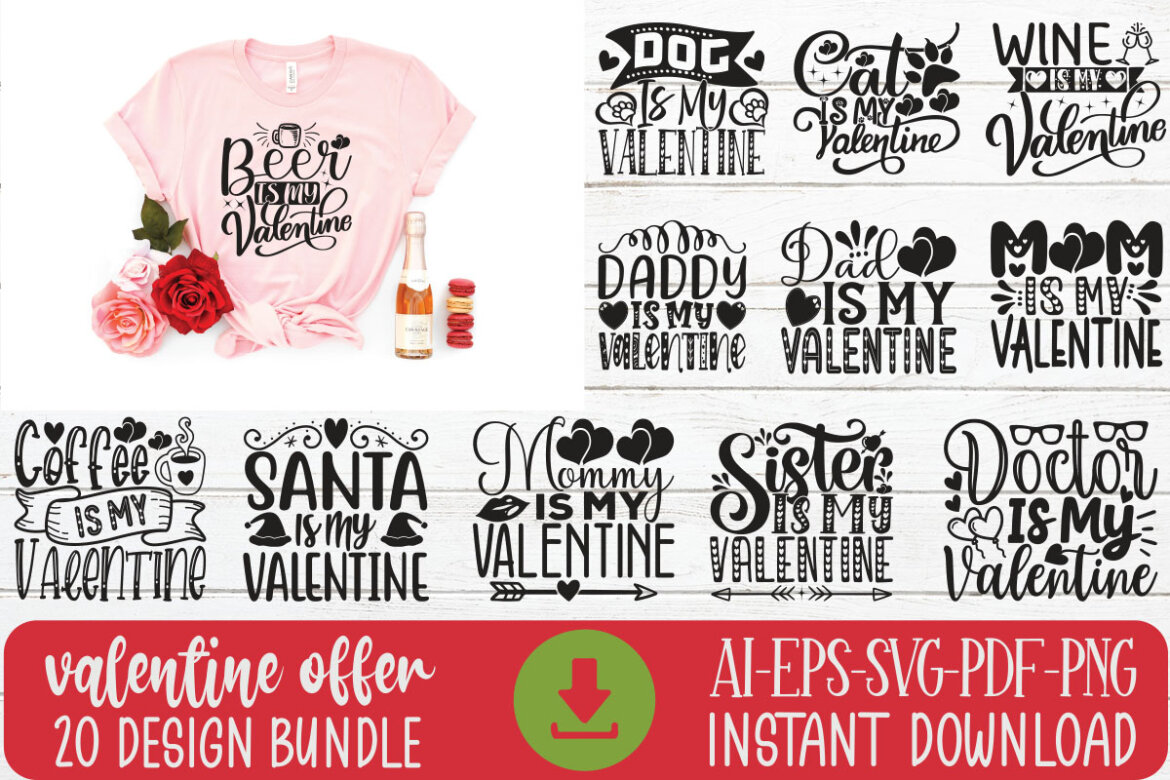 Happy Valentine FREE T-shirt Design Bundle alternate