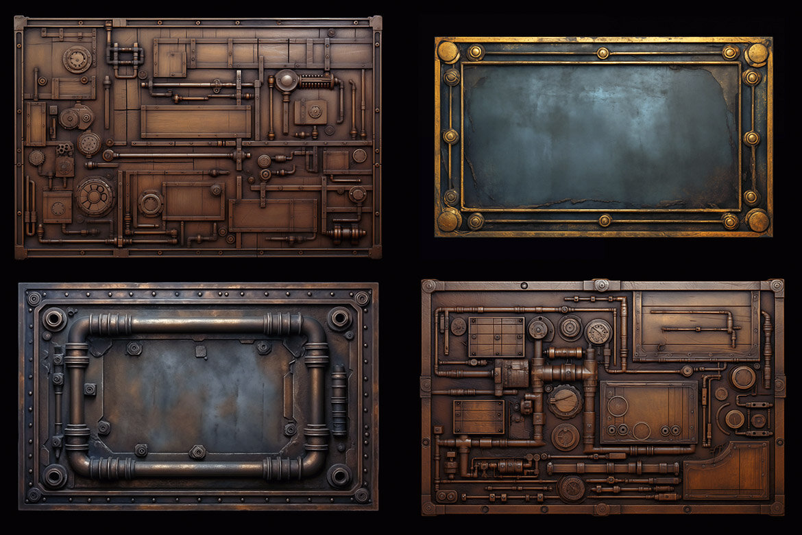 100 Free Steampunk Frames & Backgrounds - view 8