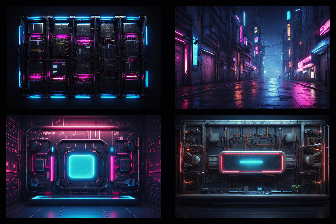 10 Free Cyberpunk Frames & Backgrounds - view 5