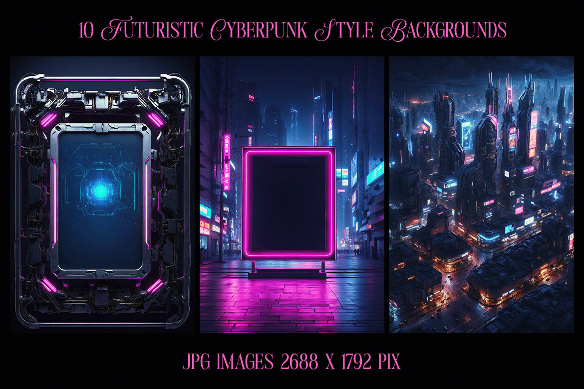 10 Free Cyberpunk Frames & Backgrounds - view 4