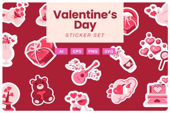 Valentine Day Sticker FREE Set