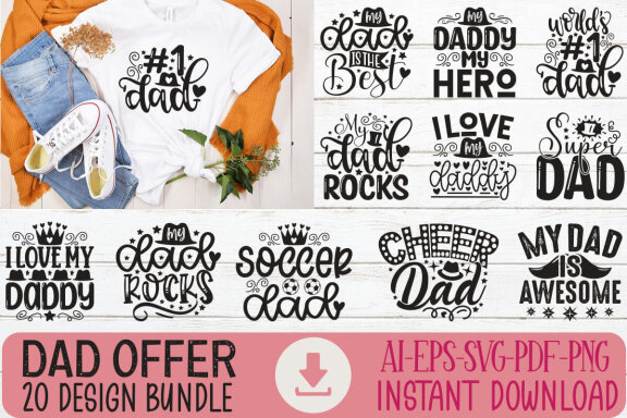 FREE Father's Day SVG And T-shirt Design Bundle