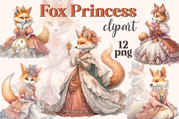 Fox Princess - Free PNG Clipart Set