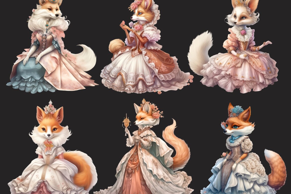 Fox Princess - Free PNG Clipart Set - view 3