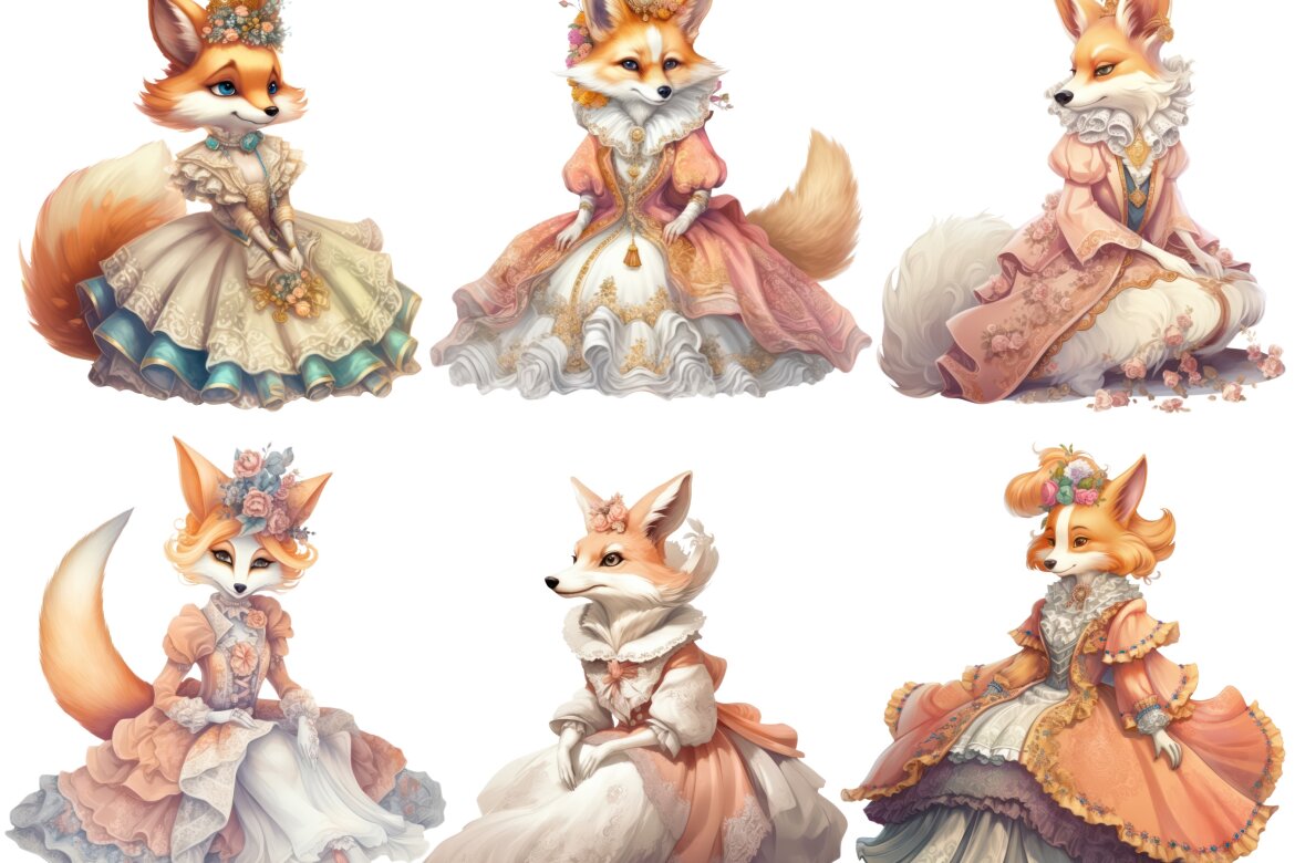 Fox Princess - Free PNG Clipart Set - view 4