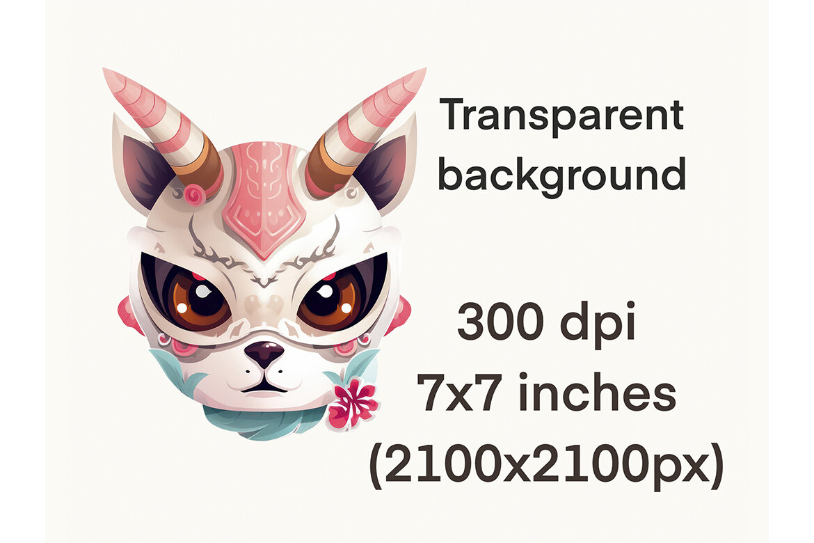 Japanese Animal Mask PNG FREE Bundle - view 6