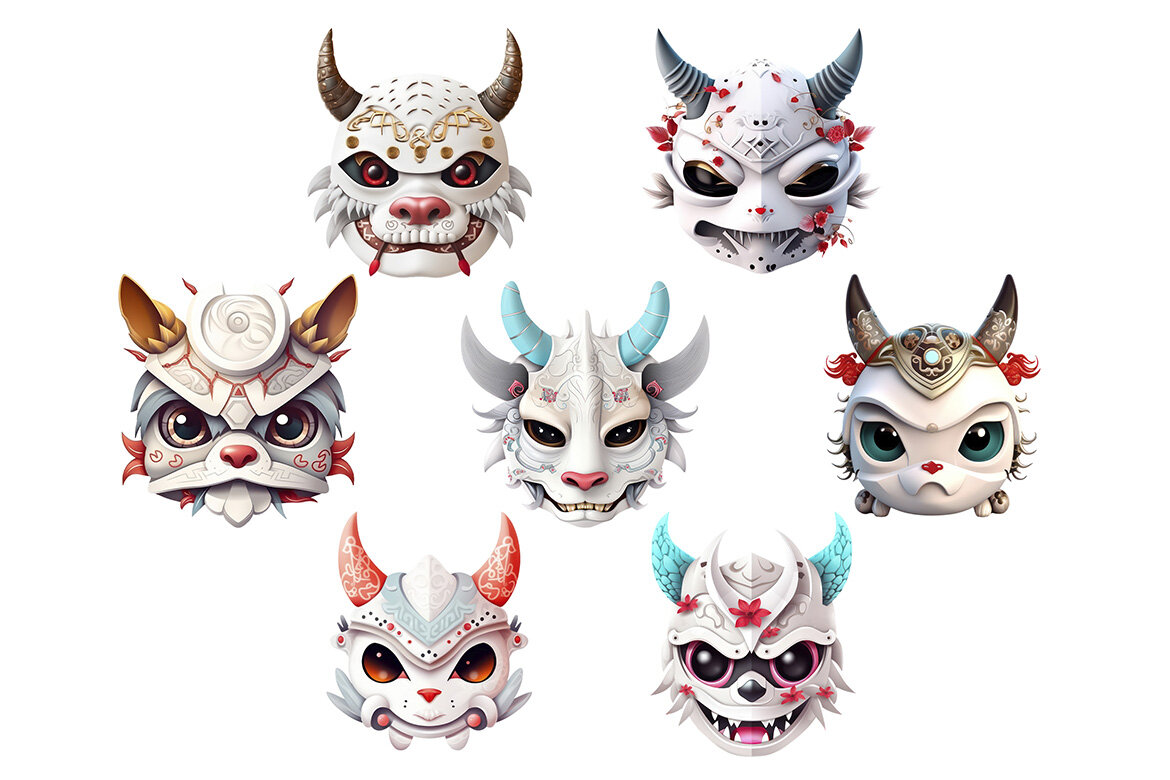 Japanese Animal Mask PNG FREE Bundle alternate