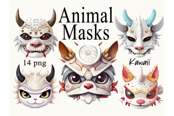 Japanese Animal Mask PNG FREE Bundle