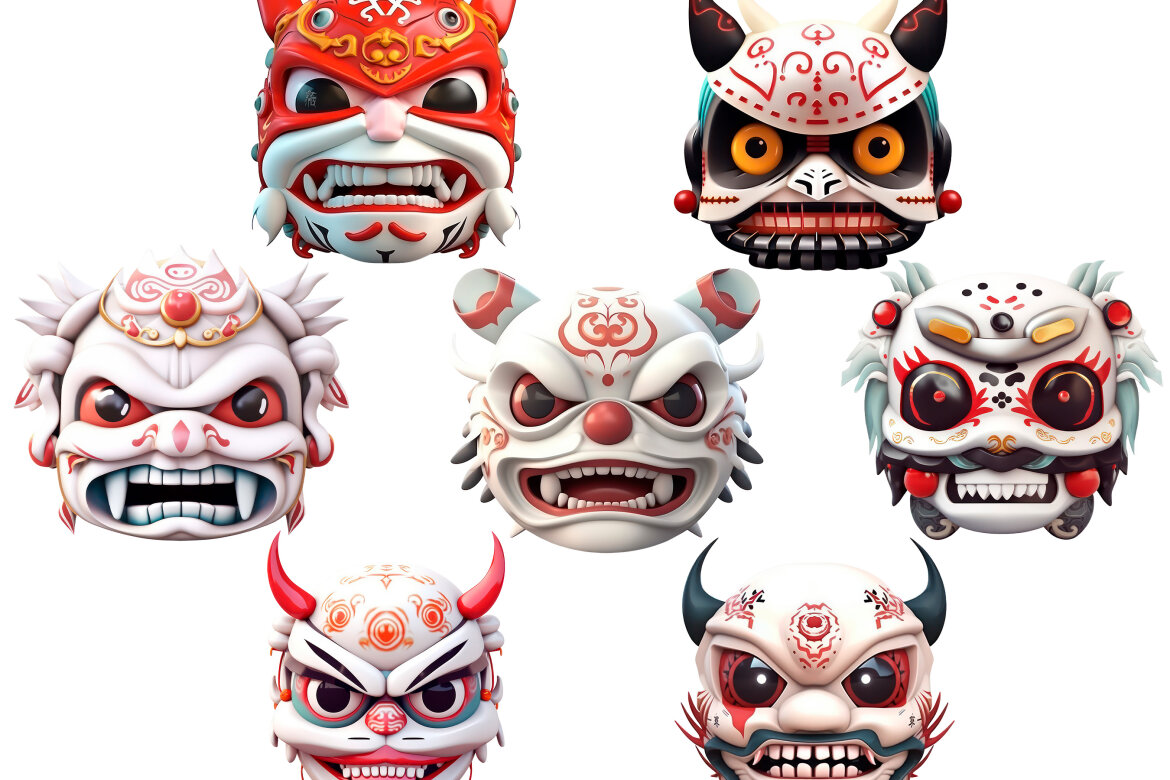 Japanese Demon Mask PNG FREE Bundle - view 4