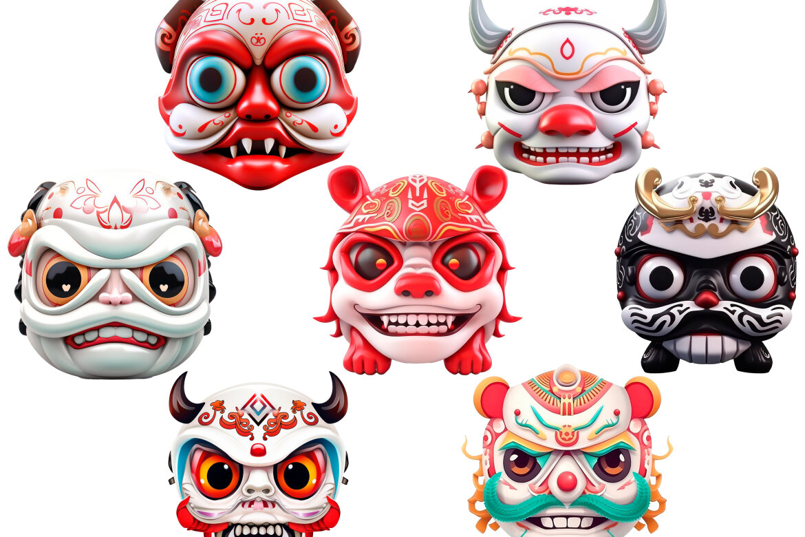 Japanese Demon Mask PNG FREE Bundle - view 2