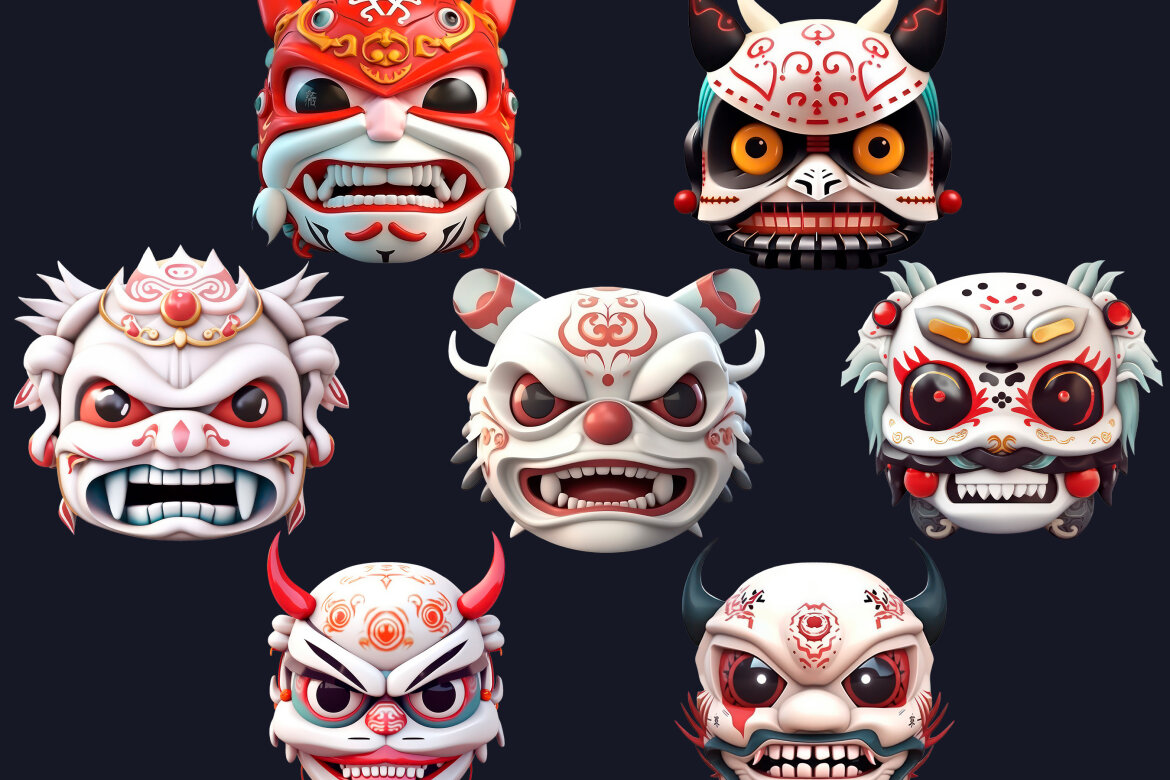 Japanese Demon Mask PNG FREE Bundle - view 5