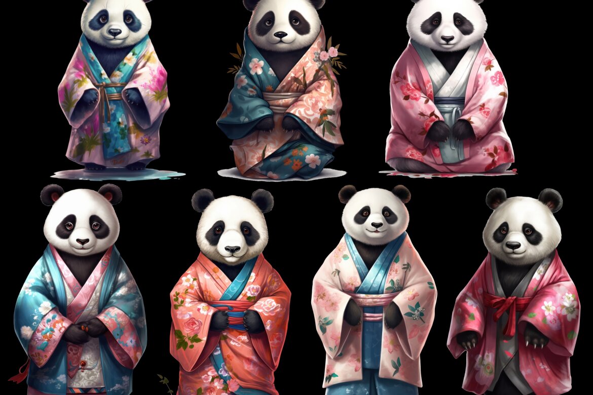 Panda In Kimono PNG Free Bundle - view 5