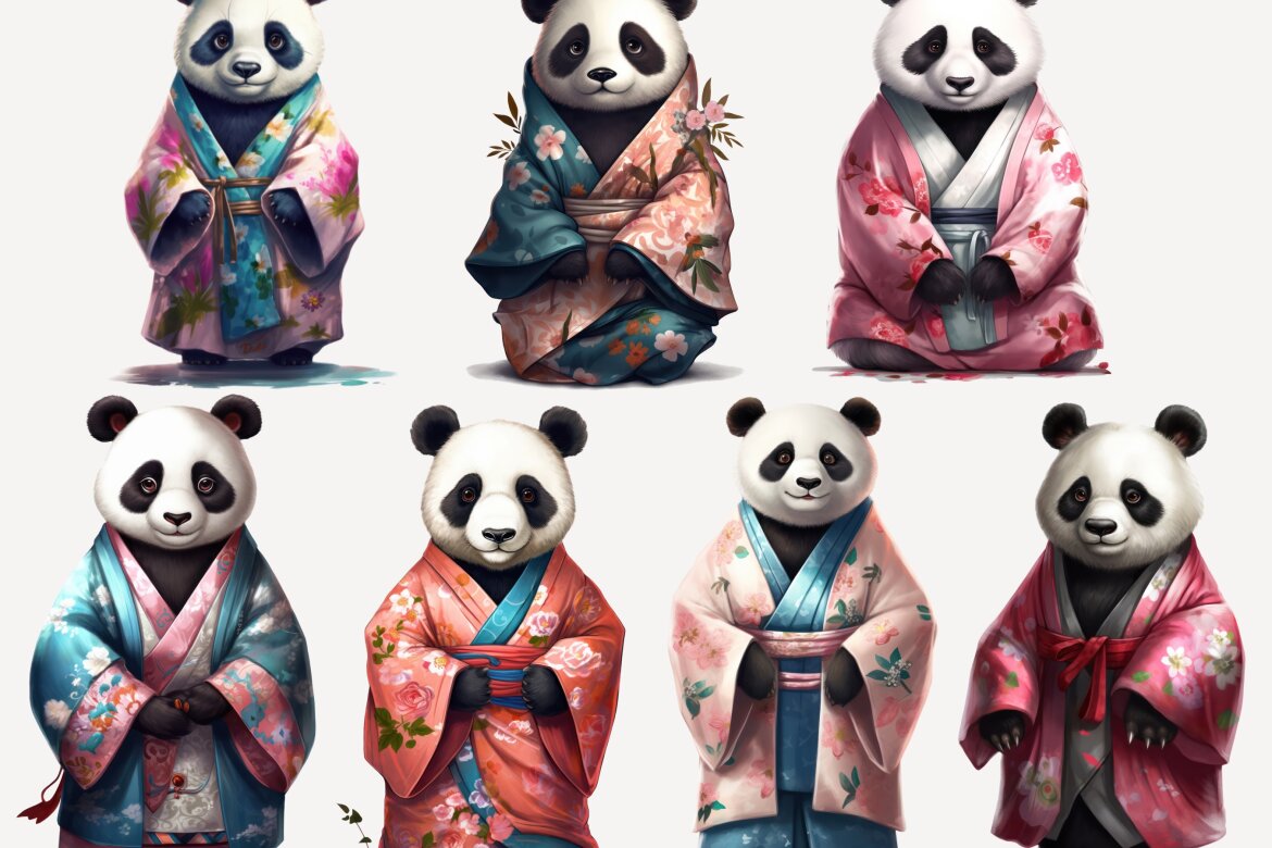 Panda In Kimono PNG Free Bundle - view 4