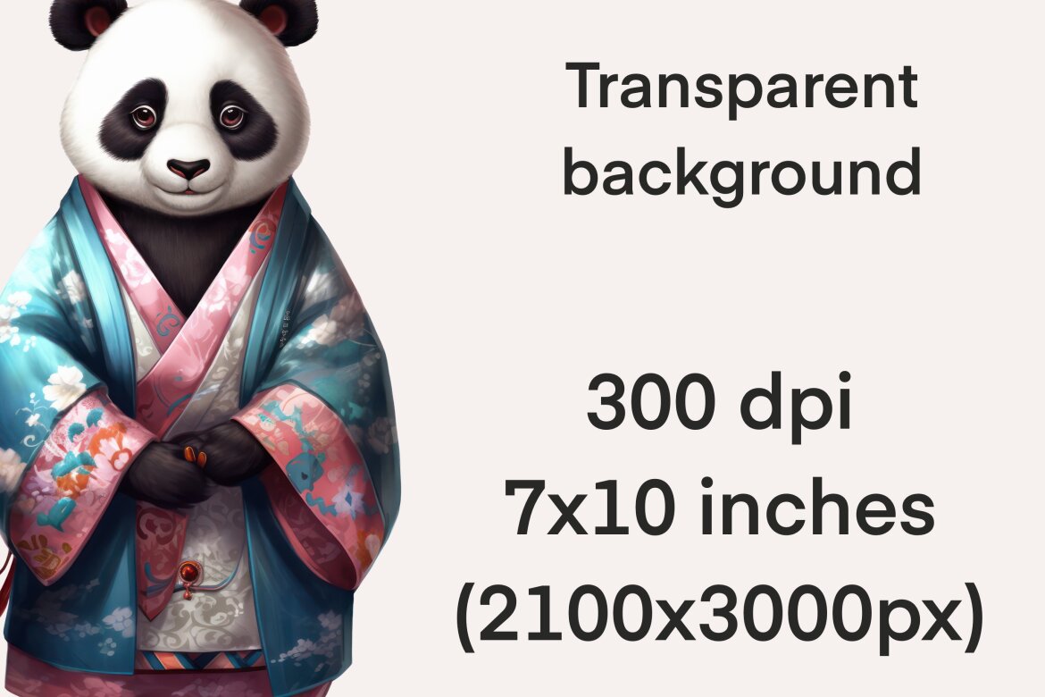 Panda In Kimono PNG Free Bundle - view 6