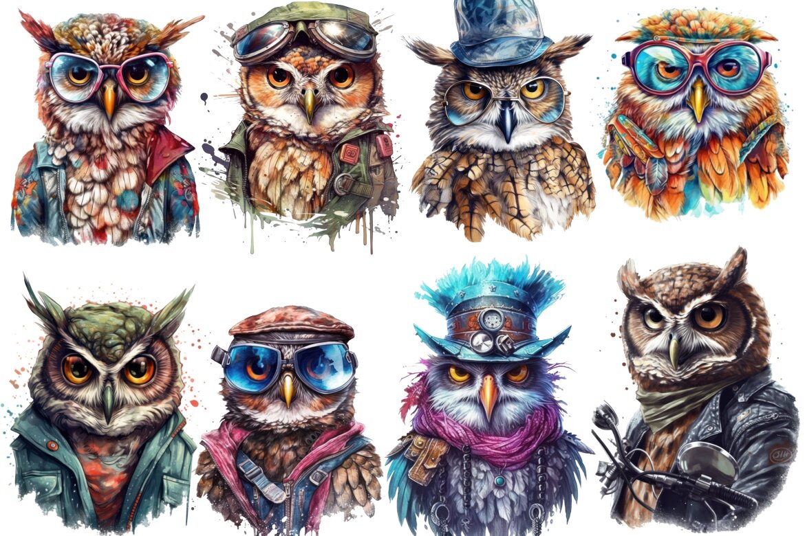Funky Owl PNG Free Bundle - view 4