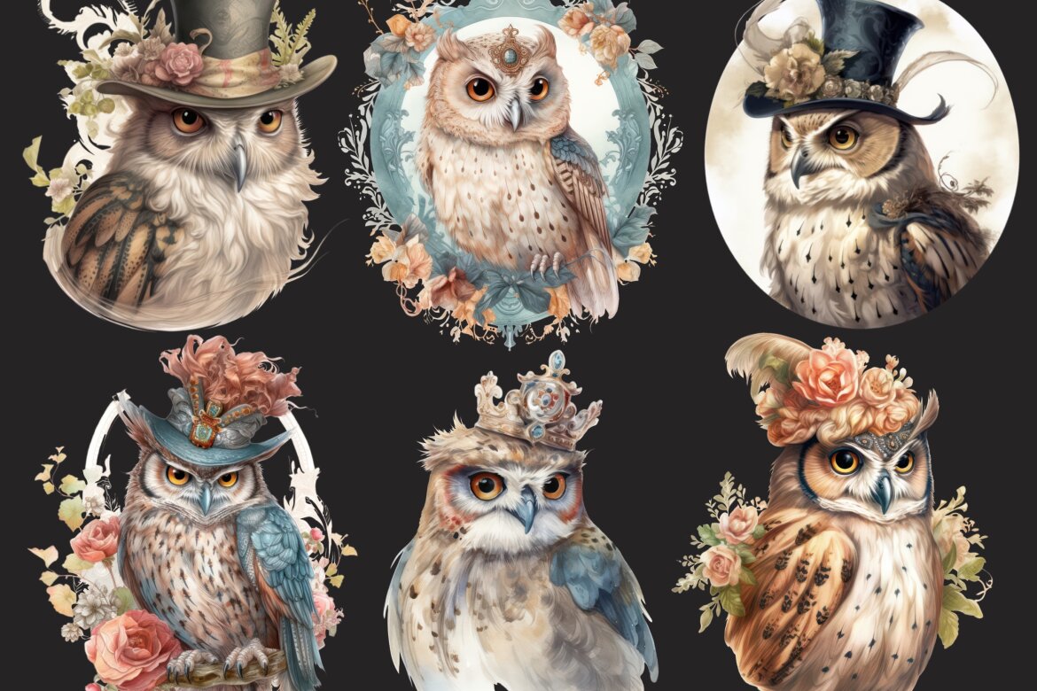Owl Aristocrat PNG Free Bundle - view 3