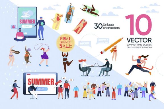 Vector Summer Time Scenes