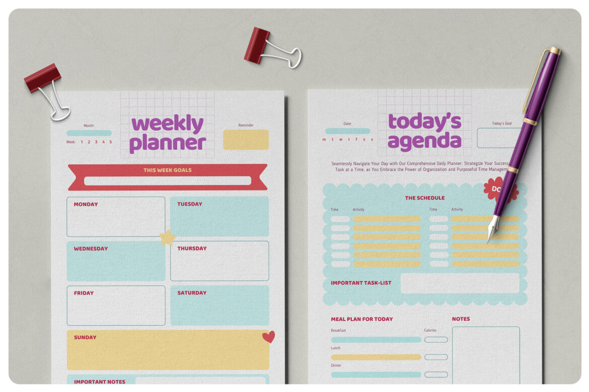 Daily & Weekly Activity Planner FREE Template alternate