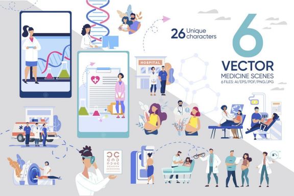 Medicine Scenes Flat Collection