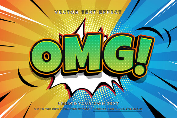 FREE Vector Text Effect - OMG Comic Style