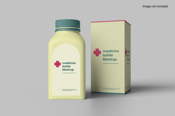 Standing Box & Bottle FREE Mockup