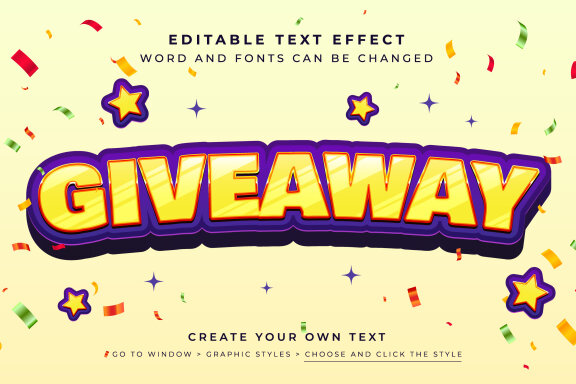 FREE Vector Text Effect - 3D Giveaway Promotion