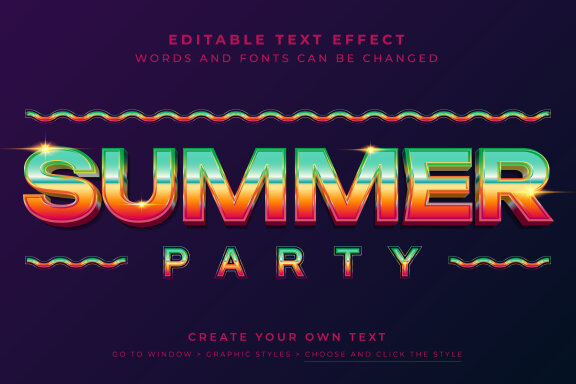 FREE Vector Text Effect - 3D Summer Party