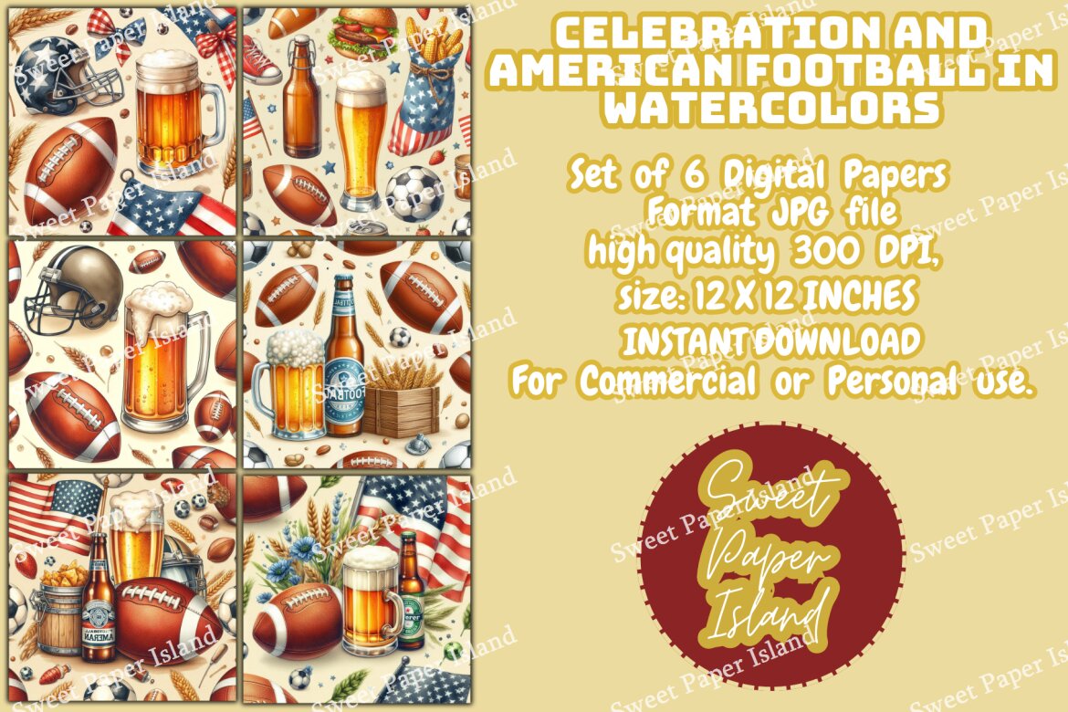 6 FREE American Football Digital Papers alternate