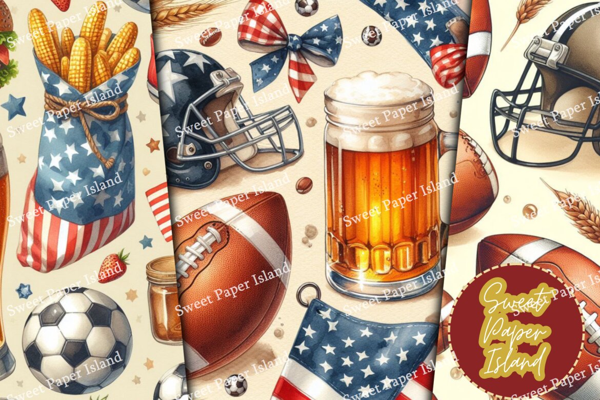 6 FREE American Football Digital Papers - view 3