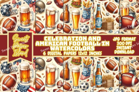 6 FREE American Football Digital Papers