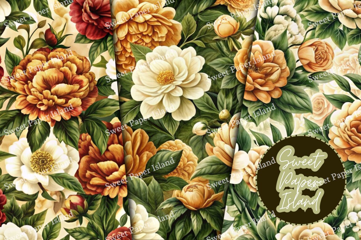 6 FREE Digital Papers - Pompous Roses In Watercolor - view 3