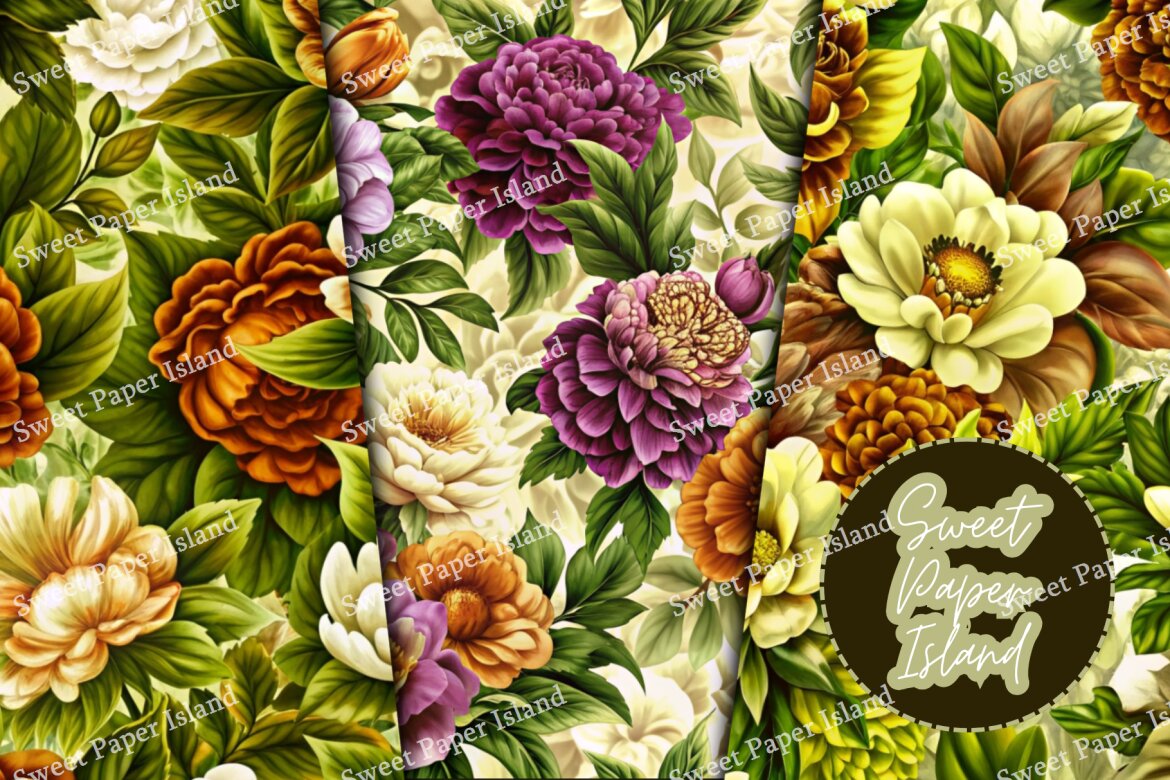 6 FREE Digital Papers - Pompous Roses In Watercolor - view 4