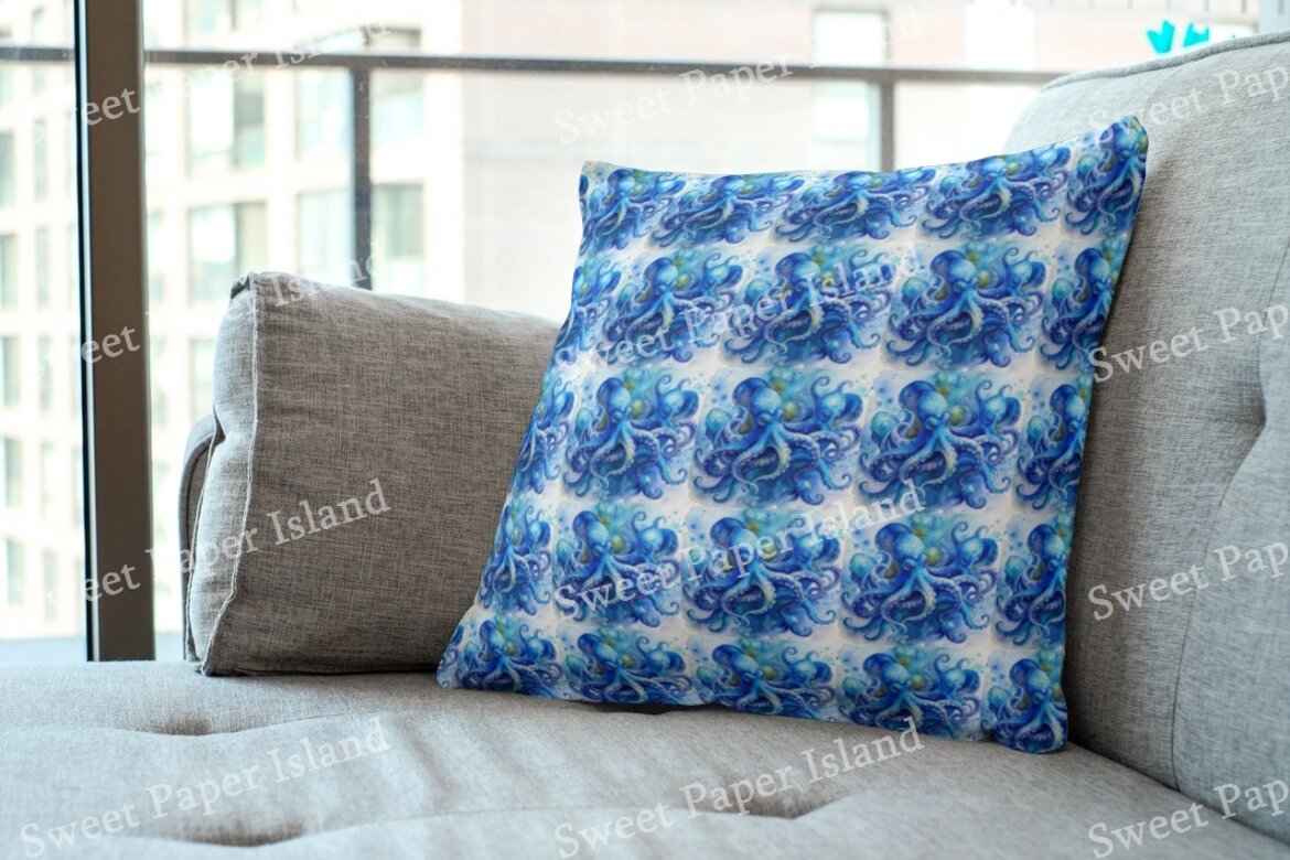 8 FREE Digital Papers - Blue Water Creatures alternate