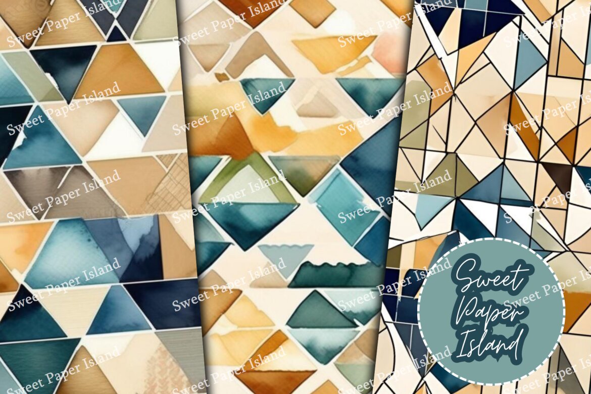 9 FREE Digital Papers - Mosaics In Watercolor - view 3