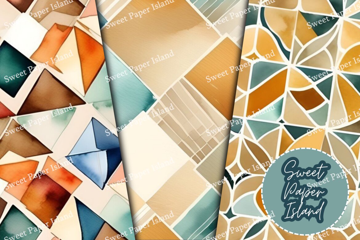 9 FREE Digital Papers - Mosaics In Watercolor - view 4