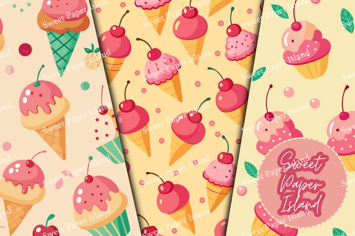 6 FREE Digital Papers - Ice Cream - view 3