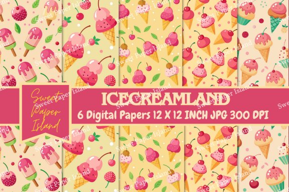 6 FREE Digital Papers - Ice Cream