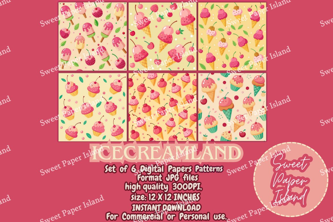 6 FREE Digital Papers - Ice Cream alternate