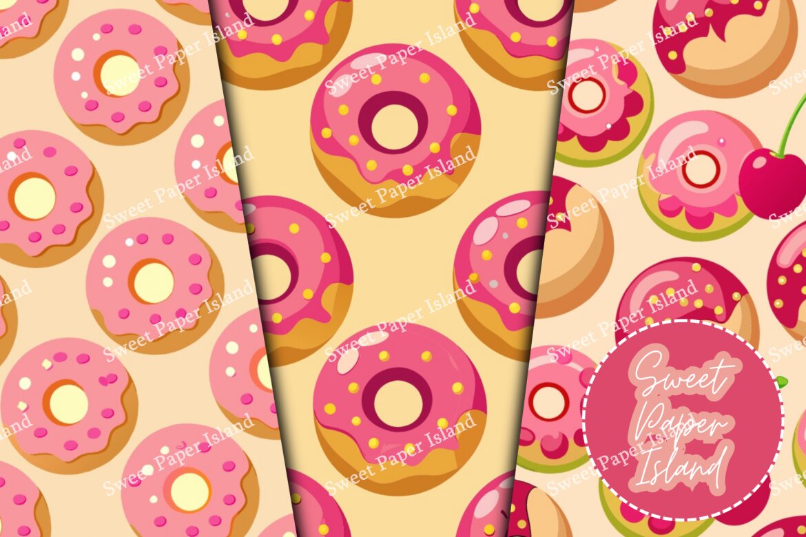 6 FREE Digital Papers - Donuts Pink - view 3