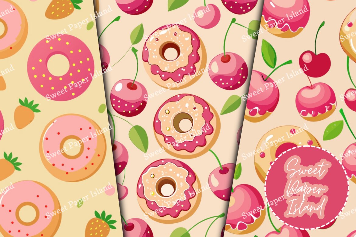 6 FREE Digital Papers - Donuts Pink - view 4