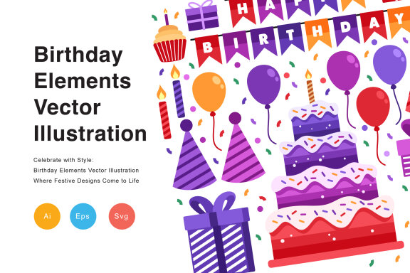 Birthday Elements FREE Vector Illustration