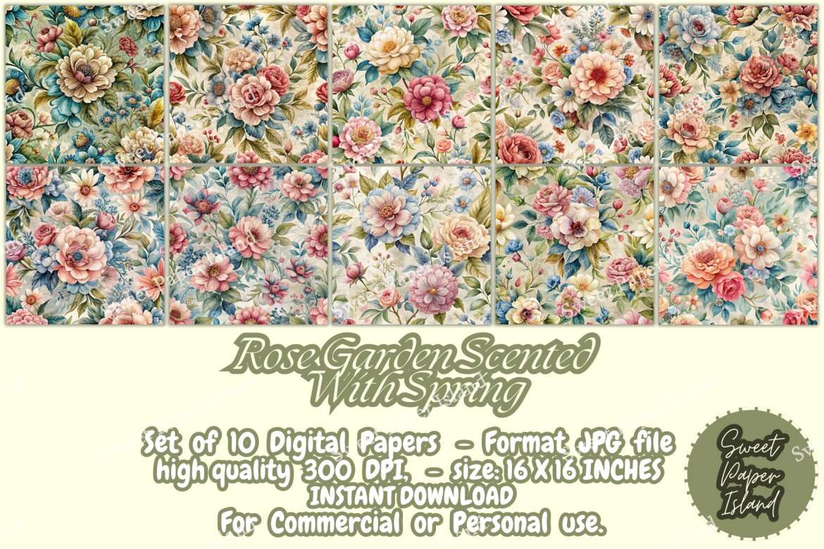 10 FREE Seamless Patterns - Garden Of Roses alternate