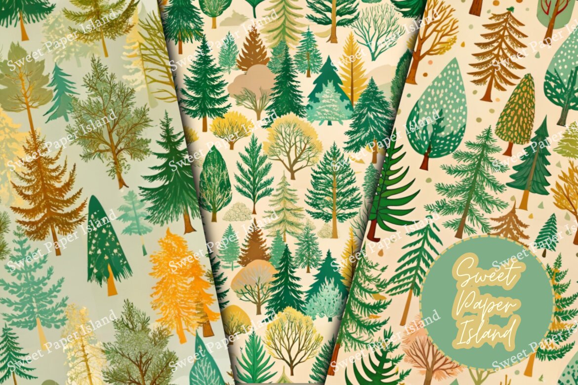 6 FREE Digital Papers - Pine Forest - view 3