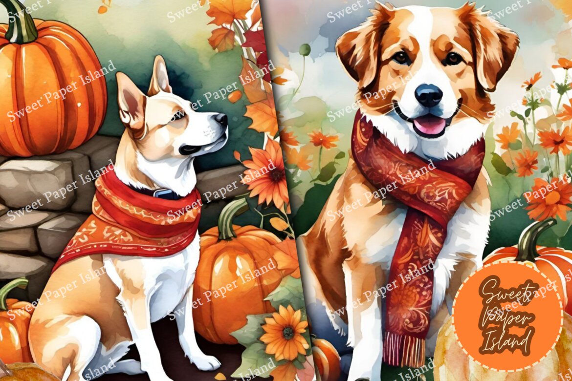 8 FREE Digital Papers - Dogs And Pumpkins - view 6