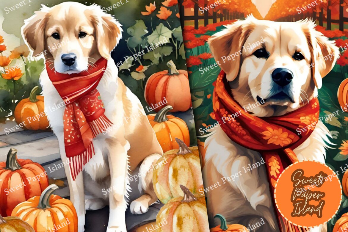 8 FREE Digital Papers - Dogs And Pumpkins - view 5
