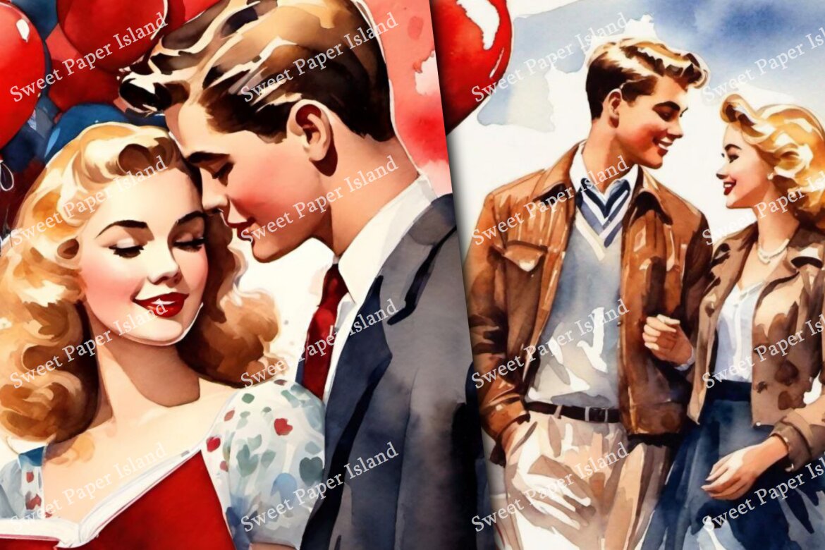 6 FREE Digital Papers - Couple On Romantic Date - view 4