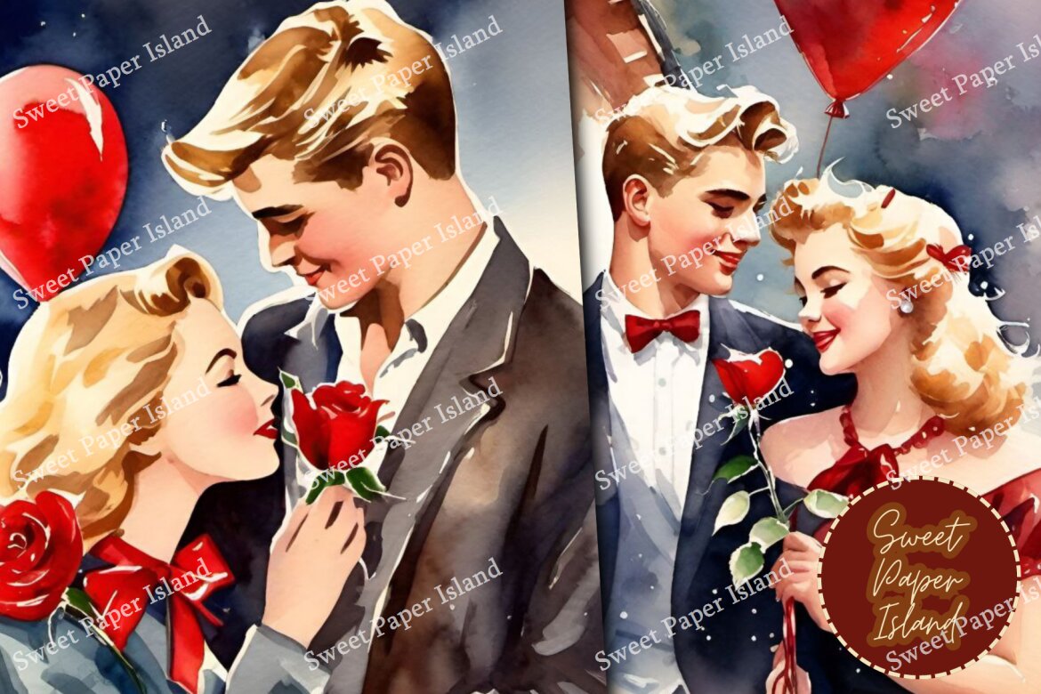 6 FREE Digital Papers - Couple On Romantic Date - view 3